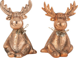 J-Line kerstfiguur Eland - porselein - koper - large - 2 stuks