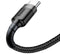 Baseus CATKLF-BG1 - Geweven Nylon USB naar USB-C Snellaadkabel 1M - High-speed opladen - Zwart