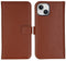 Selencia iPhone 15 Plus - Echt Lederen Bookcase - 3 Pashouders - Lichtbruin