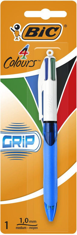 Balpen bic 4kleuren grip m blauw
