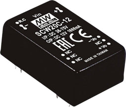 Mean Well SCW20A-12 DC/DC-convertermodule 1666 mA 20 W Aantal uitgangen: 1 x