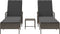 vidaXL - Ligbedden - 2 - stuks - met - Kussens - en - Tafel - Grijs - Poly - Rattan