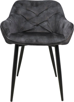 HSM Collection-Eetkamerstoel Liverpool S/2-56x61x79-Antraciet/Zwart-Stof/Metaal
