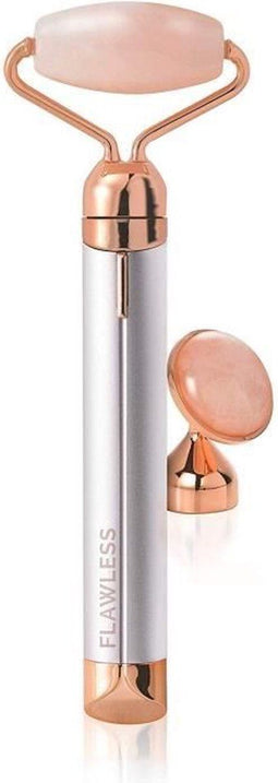Finishing Touch Flawless Contour Rozenkwarts Gezichtsmassageroller - 2 opzetstukken - inclusief batterij
