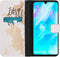iMoshion Hoesje Geschikt voor Huawei P30 Lite Hoesje Met Pasjeshouder - iMoshion Design Softcase Bookcase - Wit / Meerkleurig / Goud / Let's Go Travel White