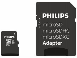 Philips Micro SDHC UHS-I U1 8GB - Geheugenkaart Class 10 - 10MB/s (incl. SD-adapter)