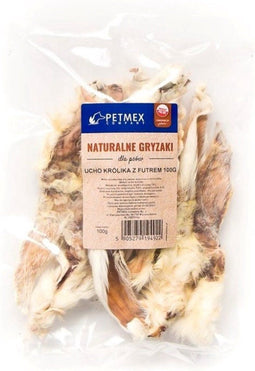 PETMEX hondenkauw konijnenoor met vacht 100g