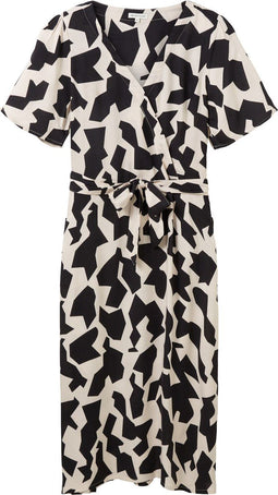 TOM TAILOR printed dress with wrap - Dames Jurk - Maat 38 - V-hals (2023)