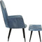 vidaXL Fauteuil met voetensteun patchwork canvas blauw denim