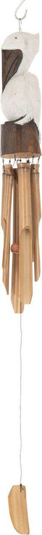 J-Line windgong Pelikaan Alabasia - hout/bamboe - wit/bruin