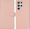 Selencia Hoesje Geschikt voor Samsung Galaxy S22 Ultra Hoesje Met Pasjeshouder - Selencia Echt Lederen Bookcase - roze