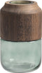 WOOOD Celeste Exclusive Vaas - Glas/Hout - Blauw/Groen - 28x16x16