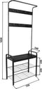 ERRO Kapstok - Garderoberek - 9 haken - 72x34x183cm - zwart