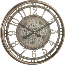 J-Line klok Arabische Cijfers Radars Binnenwerk - metaal/glas - antiek grijs - Ø 53 cm