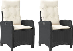 vidaXL - Tuinstoelen - 2 - st - verstelbaar - met - kussens - poly - rattan - zwart