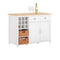 SoBuy BUFFET KNL05 - Kookeiland - Opbergruimte met rattan manden - Wit - 120x90x56cm