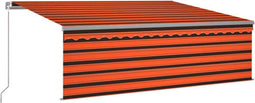 vidaXL - Luifel - handmatig - uittrekbaar - rolgordijn - LED - 4x3 - m - oranje - bruin