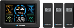 Blaupunkt - Weerstation met hygrometer / luchtdruk / voorspelling - 3 sensoren - Zwart
