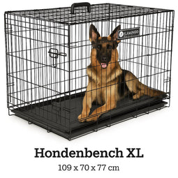 Flamingo Ebo - Hondenbench XL - Opvouwbaar met 2 deuren - Zwart