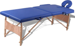 vidaXL - Inklapbare - massagetafel - 2 - zones - met - houten - frame - (blauw)