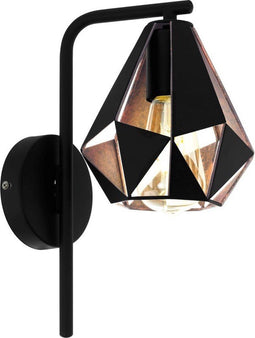 EGLO Carlton 4 - Wandlamp - E27 - 31,5 cm - Zwart/Koper