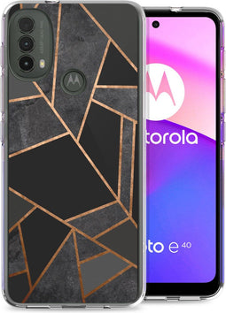 iMoshion Hoesje Geschikt voor Motorola Moto E40 / Moto E30 Hoesje Siliconen - iMoshion Design hoesje - Zwart / Black Graphic