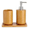 Badkamer accessoires set 3-delig camel bruin relief van keramiek - Zeeppompje - Beker - Tray