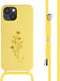 iMoshion Hoesje Geschikt voor iPhone 15 Hoesje Met Koord - iMoshion Siliconen design hoesje met koord - Geel / Flower Yellow