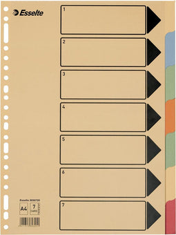 Tabbladen ess a4 23r karton 7dlg gekl tabs ch - 25 stuks