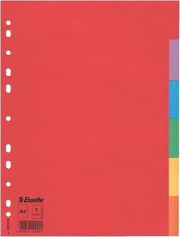 Tabbladen Esselte A4 11R karton 6-delig zonder voorblad | 20 stuks