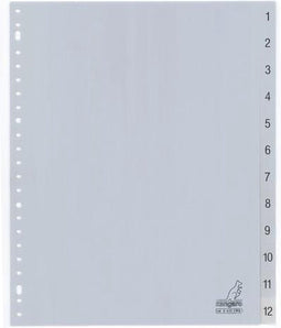 Tabbladen Kangaro 23-gaats G412CM-B 1-12 genummerd breed PP - 10 stuks