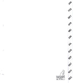 Tabbladen Kangaro 4-gaats PK412J 12-delig maandopdruk wit | 18 stuks