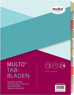 Tabbladen Multo A4 23R 10-delig karton assorti | 25 stuks