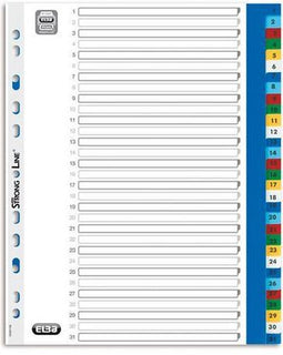 Tabbladen Oxford A4+ 11-gaats 1-31 PP kleur