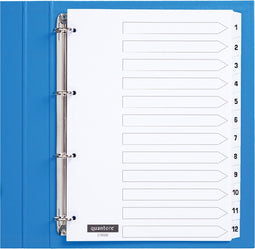 Tabbladen Quantore 4-gaats 1-12 genummerd wit karton | 10 stuks