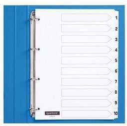 TABBLADEN QUANTORE 4-GAATS KARTON 1-10 GENUMMERD WIT