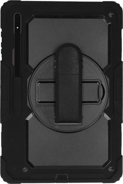 Tablet Hoes Geschikt voor Samsung Galaxy Tab S8 Ultra - Extreme Backcover met strap - Zwart /Zwart