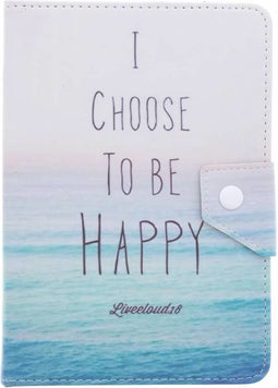 Tablet Hoes Geschikt voor Universeel - Universele design tablethoes 7 inch - Wit / Meerkleurig /I choose to be happy design
