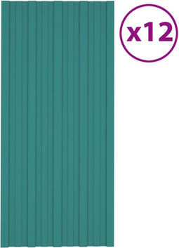 vidaXL - Dakpanelen - 12 - st - 100x45 - cm - gegalvaniseerd - staal - groen