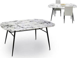 Tafel Zwart Metaal Wit Melamine (90 x 76,5 x 160 cm)