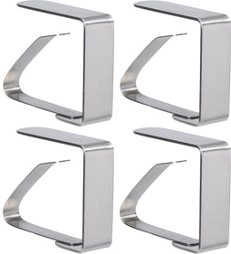 Tafelkleed klemmen - 4x stuks - RVS metaal - 5 x 4 cm - zilver