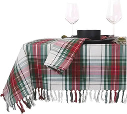 Tafelkleed Tafelkleed Xmas tartan 150x300 cm white