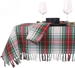 Tafelkleed Xmas tartan 150x200 cm white