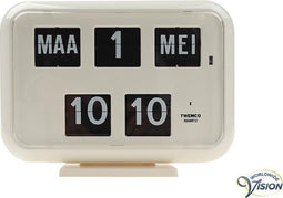 Tafelklok, wandklok Twemco QD-35 digitaal met kalender aanduiding - wit