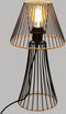 Tafellamp draad staal zwart met rotan hoogte 38.5 cm