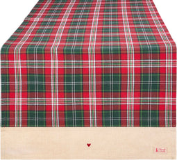 Tafelloper beige met schotse ruit - 50 x 150 cm - queen- Nuvole di Stoffa
