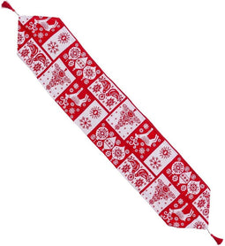 Tafelloper Kerstmis Wit Rood Polyester 180 x 33 cm