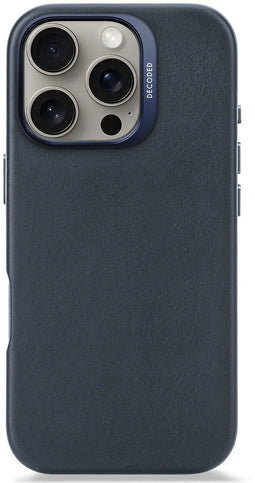 DECODED iPhone 16 Pro - Leren Hoesje - MagSafe-compatibel - Navy Blauw