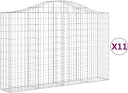 vidaXL - Schanskorven - 11 - st - gewelfd - 200x30x120/140 - cm - ijzer