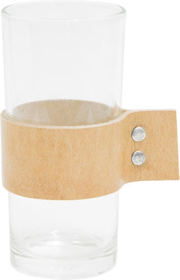 TAK Design Drinkglas Wrap Me - Incl. Lederen Band - Glas - Ø6,7 x 14,5 cm - Bruin